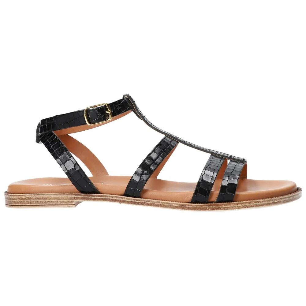 Bella Vita Women Slingback Ankle Strap Sandal Ira-Italy Size US 7.5M Black Croco - Picture 2 of 7